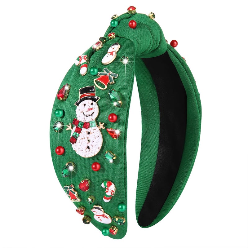 MOLOCH Christmas Headband for Women Christmas Snowman Knotted Headband Jeweled Crystal Xmas Head Band Xmas Decorations Gifts - Image 1